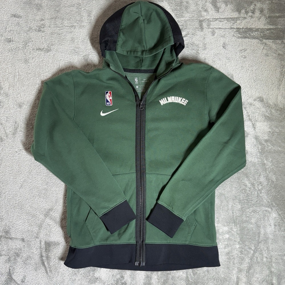 NBA Milwaukee Bucks Youth Nike Therma Flex Full Zip Up Hoodie Size Large
